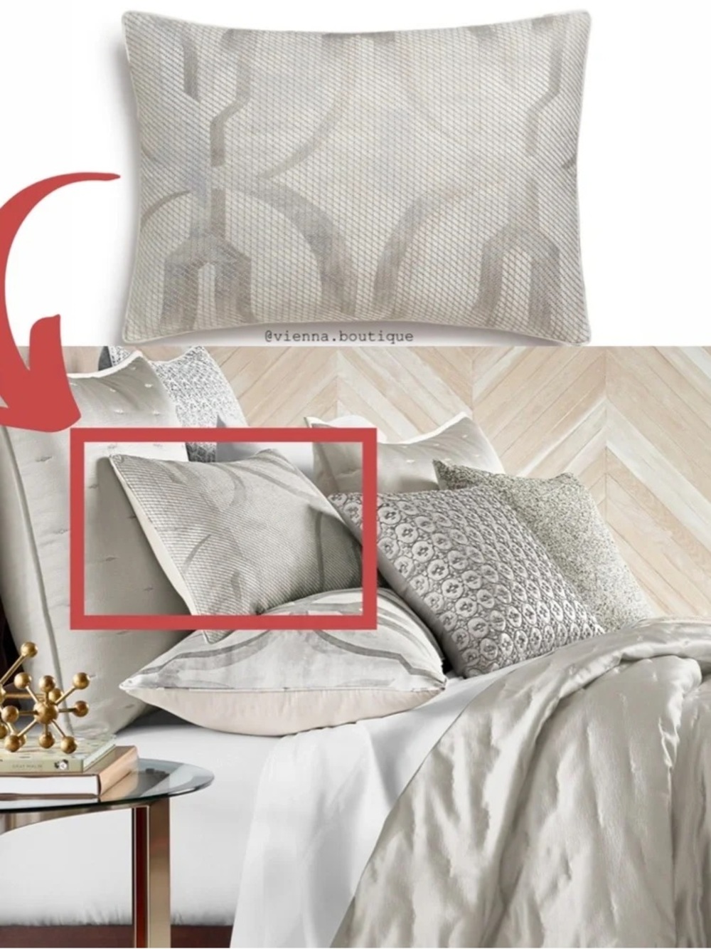 Decorative Rectangular Pillow with Neutral Geometric Pattern - Picture 3 of 8